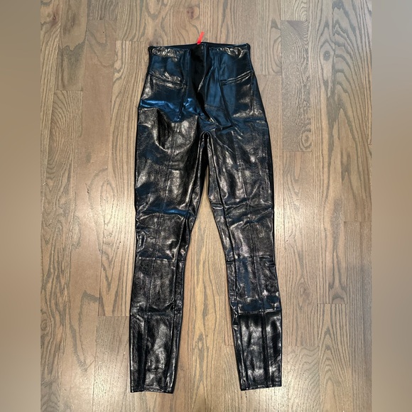 SPANX Black High-Waisted Faux patent Leather Pants - Picture 7 of 8